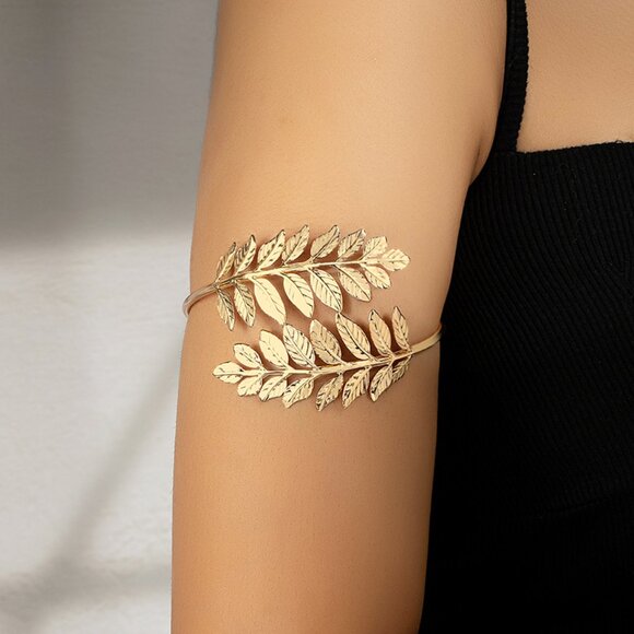 3/$35 Elegant Leaves Gold Upper Arm Bracelet Bangle Band Cuff Body Jewelry - Picture 1 of 7
